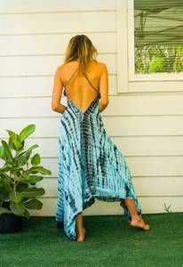 Super calidad de exportación Tie Dye Maxi vestido de moda diseñado impreso moda manga larga longitud del brazo estilo dulce tejido Natural - Product Image 2