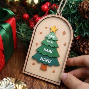 Ornement de Noël en bois personnalisé avec 1 à 5 noms, décoration de fête personnalisée pour cadeau familial - Product Image 4