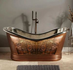 Free Standing Rectangle Classic Copper <b>Bath</b> Tub Shined Copper Luxury Villa - Product Image 4