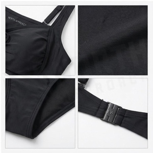 Ensemble bikini 2 pièces noir pour femme avec détail cordon de serrage, bas taille haute et haut push-up - Product Image 4