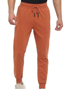 Pantalon de jogging en molleton pour homme, orange rouille, taille élastique, poches latérales, décontracté, respirant, tricoté, poids moyen, pour l'automne - Product Image 2