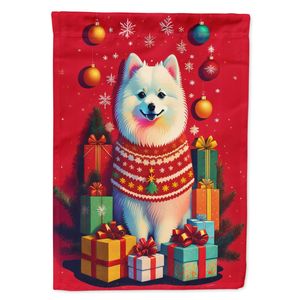 Bandera de jardín de Navidad de vacaciones de Spitz japonés, bandera decorativa Multicolor para patio, ilustraciones para camas de flores, buzones de correo - Product Image 1