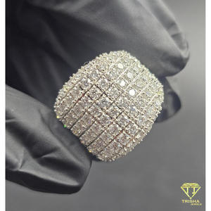 Anillo de Plata de Ley 925 con Moissanita y Diamantes, Diseño Ancho, Tono Plateado, Joyería de Alta Gama para Compradores Mayoristas - Product Image 4