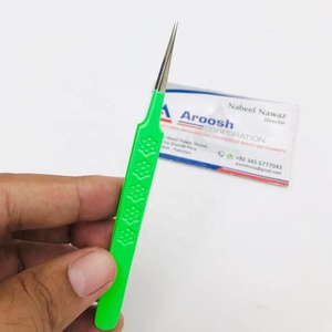 High Quality Wholesale Stainless Steel <b>Flower</b> Grip Eyelash Extension Tweezers Green Isolation Costume Design Pointed Sustainable - Product Image 1
