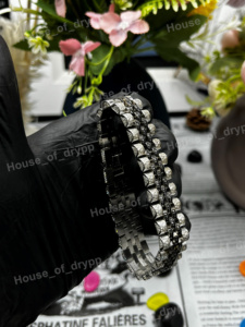 Pulsera de Reloj Hip Hop Negra con Diamantes de Moissanita VVS de Acero Inoxidable Iced Out Bling - Product Image 5