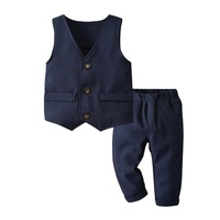 Ensemble 3 pièces décontracté pour bébé garçon, 100 % coton, style gentleman, à rayures, séchage rapide, pour l'été (Chemise, Gilet, Pantalon, Nœud Papillon)