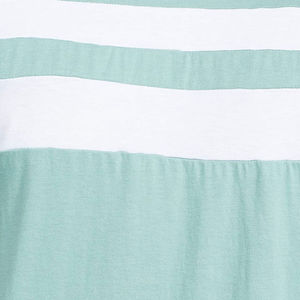 Men’s Light Green Striped Cotton T-<b>Shirt</b> Short Sleeve Crew Neck Casual Regular Fit Knit Top Contrast Detail Breathable Soft - Product Image 4