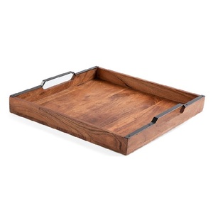 Natural Bulk Acacia Wood Modern <b>Large</b> <b>Serving</b> <b>Tray</b> Handle Hand Painted Decorative Eco-Friendly Customizable Food Bedtime - Product Image 3