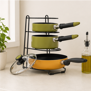 4-Tier Pot and Pan Organizer <b>Rack</b> Adjustable Metal Cookware <b>Storage</b> Stand & Lid Holder for <b>Kitchen</b> Cabinet and Countertop - Product Image 4