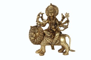 Estatua tradicional de latón Durga, estatua religiosa de León, India, Pooja, Idol, escultura de Dios - Product Image 1