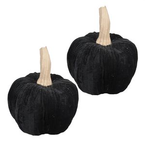 Set di 2 9.5 grandi \ "zucche di velluto nero per decorazioni di Halloween - Product Image 1