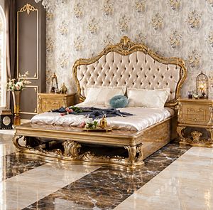 Meubles de chambre à coucher en teck massif Zervallina, ensemble de chambre à coucher en bois artisanal de qualité supérieure, collection élégante et classique de luxe. - Product Image 1