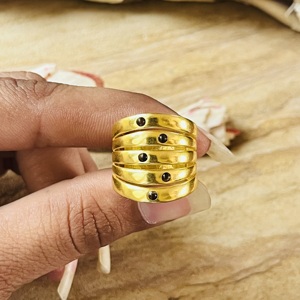 Trendy Design Tiger Eye <b>Ring</b> Boho Brass <b>Rings</b> Women 18k Gold Plated Multi Layered <b>Statement</b> Band Fashion Jewelry Wholesale/OEM - Product Image 2