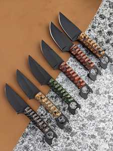 Cuchillo de Cocina Drop Point con Punta Afilada, Hoja de Acero de Damasco, Borde Biselado Recto, Grosor de 0.7mm, Mango de Madera de Grado DIY - Product Image 6