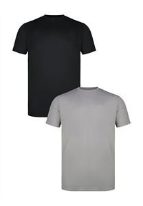 เสื้อยืดแขนสั้นสีดำล้วนสำหรับผู้ชาย ทรงเข้ารูป แห้งเร็ว ผ้าเจอร์ซีย์ คอกลม สวมใส่สบาย - Product Image 3