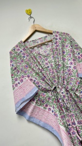 Camisón Kaftán para Mujer con Estampado Floral, Elegante, Holgado, Ropa de Dormir, Vestido de Noche, Cómodo, Largo - Product Image 2