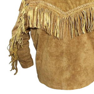 2026 High Quality <b>Men's</b> Full Sleeve Cowboy Western Style Leather <b>Jacket</b> Original Cow <b>Suede</b> Fringed Beaded Front Logo Winter - Product Image 6