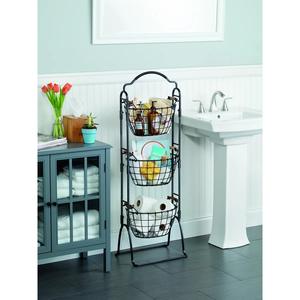 Panier de rangement décoratif en métal avec poignées, élégant organisateur d'étagère pour la maison - Product Image 6