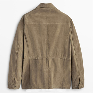 OEM Wholesale <b>Lightweight</b> Suede Leather Real Cowhide <b>Jacket</b> Streetwear for <b>Men</b> Cheap Price New Fashion Leather Suede Coat - Product Image 2