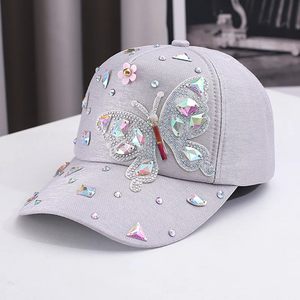 Gorra de Béisbol de 5 Paneles con Pedrería de Mariposa Colorida, Impermeable, de Felpa, Moderna, Unisex, para el Sol - Product Image 5