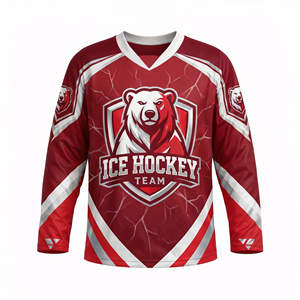 Camiseta Sublimada de Hockey sobre Hielo, Manga Larga, Cuello en V, Poliéster que Absorbe la Humedad, Ropa Deportiva, Corte Regular, Unisex para Adultos - Product Image 6