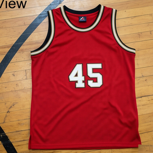 Custom Basketball Jersey Red Sleeveless Mesh 45 Number <b>Screen</b> Printed Unisex Adult Team Apparel Polyester Sport Wear Jerseys - Product Image 1