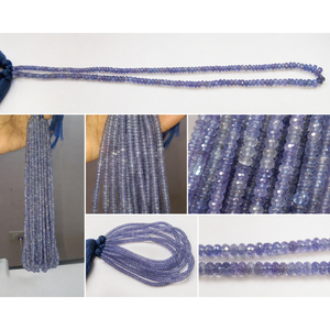 Perles de Tanzanite Bleue Facettées Rondelles pour la Fabrication de Bijoux, Vente en Gros, Brins de 2-3,5 mm, Trou de 0,3 mm, Collier de 16 Pouces - Product Image 2