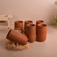 Ensemble de 6 verres en argile terracotta faits à la main, style culture tribal, traditionnels, écologiques, durables, classiques, portables