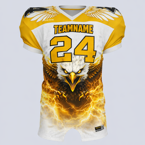 เสื้อฟุตบอลอเมริกันคุณภาพสูง สีขาว เสื้อกีฬา ระบายอากาศได้ดี ผลิตจากผ้าโพลีเอสเตอร์ พิมพ์ลายแบบซับลิเมชั่น ดีไซน์ใหม่ แห้งเร็ว - Product Image 2