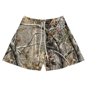 Shorts de sport unisexe coupe mi-longue (5 pouces) en toile épaisse camouflage imprimé à chaud, coupe-vent, style streetwear, avec cordon de serrage - Product Image 1