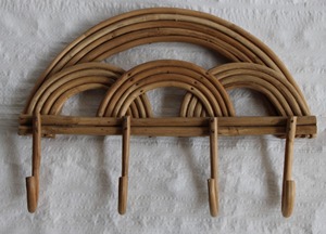 Natural Rattan Wall <b>Shelf</b> Rainbow <b>Hook</b> Rack Multifunction Hanging Storage Holder for Bathroom Kitchen Living Room - Product Image 3