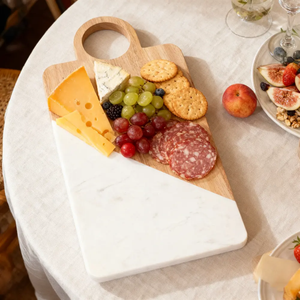 Planche à fromage en bois massif et marbre avec couteaux – Dernier design, ensemble de planches à découper pour cuisine à prix abordable - Product Image 6