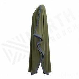 2025 OEM Kimono Abaya pour femmes musulmanes, en tissu polyester épais, doux et très extensible, col en V, manches longues, pour fêtes, Ramadan, mariages - Product Image 3