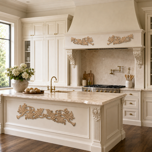 Applique décorative sculptée en bois massif motif vigne de raisin pour armoires de cuisine - Product Image 3