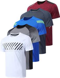 Camiseta deportiva de cuello redondo para hombre, de alta elasticidad, mezcla de spandex, de secado rápido, para gimnasio, entrenamiento, actividades al aire libre. - Product Image 3