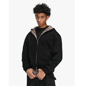 Sudadera con Capucha Extra Grande para Mujer, de Alta Calidad, 100% Algodón, con Estampado de Leopardo, Forro Negro y Marrón, Corte Regular, para Invierno - Product Image 5