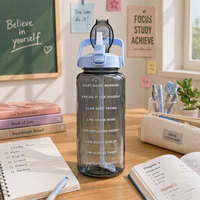 Botella Deportiva de Plástico de 2L, Libre de BPA, a Prueba de Fugas, con Pajita, para Gimnasio, Hidratación Diaria, Ecológica y Reutilizable