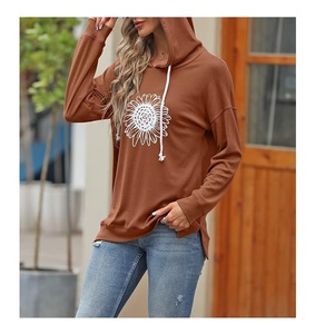 Service OEM – Sweat à capuche personnalisable pour femme, 100 % coton, manches longues, col tombant, imprimé, confortable, hiver - Product Image 3