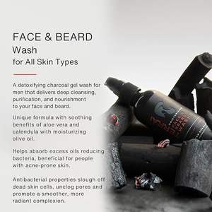 Jabón Facial y para Barba Desintoxicante con Carbón Activado para Hombres, Anticontaminación, Limpieza Profunda de Poros, Control de Grasa, Elimina la Suciedad 100ml - Product Image 2