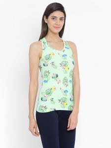 Débardeur Halter à Imprimé Floral pour Femme, Respirant, en Tricot, pour le Sport et le Yoga, Haut Sans Manches à Motifs Verts, Vêtement Décontracté pour l'Entraînement - Product Image 4