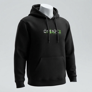 Sudadera con Capucha Negra Personalizada con Gráficos, Estilo Casual Urbano para Hombre, Sudadera con Capucha con Estampado de Texto Glitch, Ropa al por Mayor OEM ODM - Product Image 3
