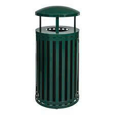 Contenedor de Basura Cilíndrico Resistente para Exteriores, Sin Tapa, Negro, de Acero Ranurado, OEM ODM - Product Image 2