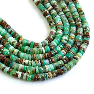 ลูกปัดเฮชิทรงเหลี่ยมคริสโซเพรสธรรมชาติขนาด 5-6 มม. ลูกปัดเฮชิทรงยางรถยนต์จากพลอยคริสโซเพรสสีเขียวสำหรับทำเครื่องประดับ ความยาว 16 นิ้ว - Product Image 5