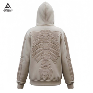 Sudadera con Capucha AIFRAN 3D con Diseño de Esqueleto, 100% Algodón Texturizado, Forro Polar Suave y Transpirable, Sudadera de Invierno con Logotipo Personalizado al por Mayor - Product Image 2