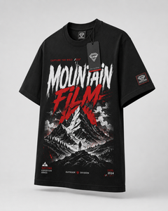 T-shirt graphique noir surdimensionné personnalisé pour homme, style streetwear, imprimé montagne, en coton épais, vêtement d'été décontracté pour l'extérieur - Product Image 6