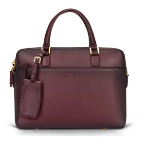 Sacoche d'ordinateur portable unisexe en cuir véritable, de luxe, classique, imperméable, légère, avec fermeture éclair, sac à main professionnel, sac à bandoulière de bureau - Product Image 1
