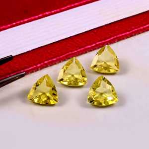 6X6MM Natural Lemon Quartz Trillion Cut Faceted Calibrated Loose Gemstone Jewelry Making Wholesale Lot - Product Image 3