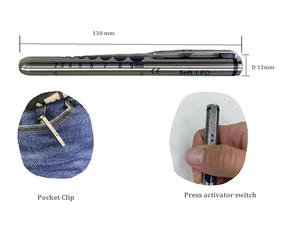 Lampe de poche médicale Spirit Instrulite avec clip de poche, règle coulissante, aluminium, certifiée ISO CE SGS, alimentation manuelle, 99% - Product Image 6