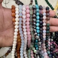 Vente en gros de perles de pierres semi-précieuses naturelles de 8 mm, brin de 44 à 47 perles, perles en cristal sculptées écologiques pour bracelets et bijoux