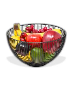 Panier à fruits en métal fait main, élégant, pour la maison, la cuisine, le comptoir, le rangement et la présentation, panier en fil métallique noir - Product Image 1